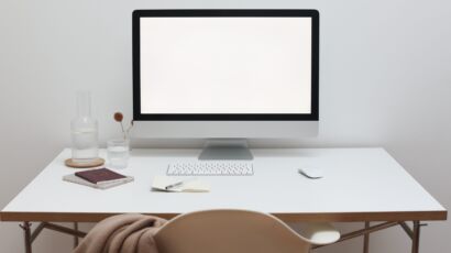 Free Stylish workspace with computer and simple furniture Stock Photo