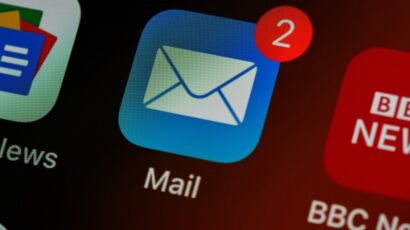 closeup of mail app icon on phone